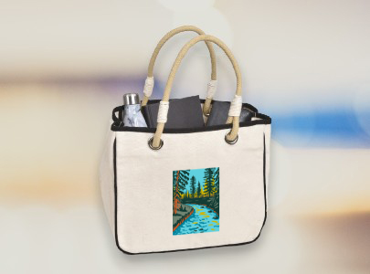 Custom imprinted Rope Tote for Bangor, ME with a local business logo