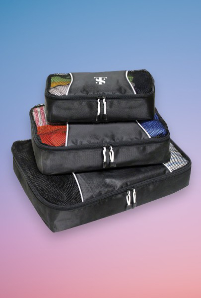 Custom imprinted 3-Piece Travel Packing Cubes Set for Bangor, ME with a local business logo