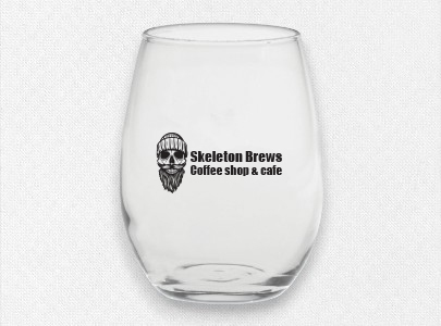 Custom imprinted Wine Glass for Bangor, ME with a local business logo