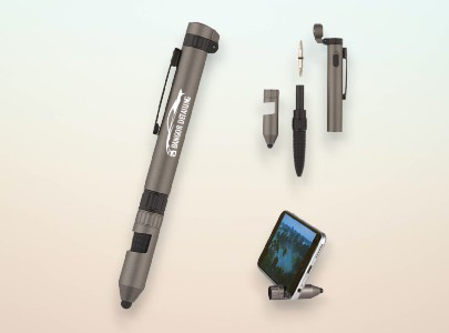 Custom imprinted Multi Functional Tool Pen for Bangor, ME with a local business logo