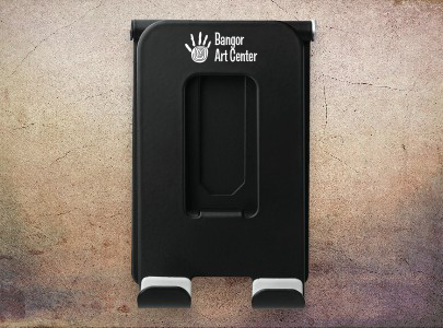 Custom imprinted Metal Phone Stand for Bangor, ME with a local business logo